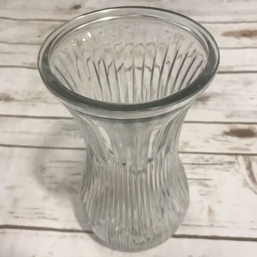 Vintage Hoosier Glass Vase Clear‎ Ribbed 4086-A Flare top